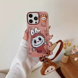 Labubu Phone Case with Detachable Strap & Plush Bunny Charm