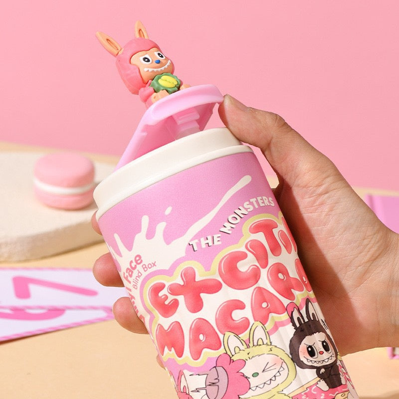 Labubu Travel Mug – 450 ml Insulated Steel Cup with Resin Labubu Doll Lid & Wrist Strap