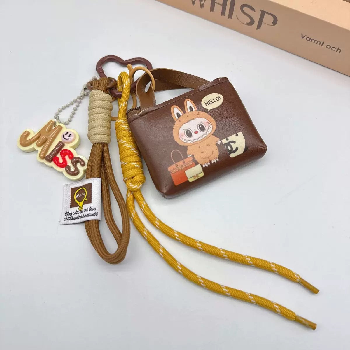 Labubu Mini Purse Keychain – Paracord Strap & “Miss” PVC Charm