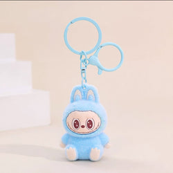 Labubu Sherling Plush Keychain – Pastel Mini Doll on Swirl Cookie Seat