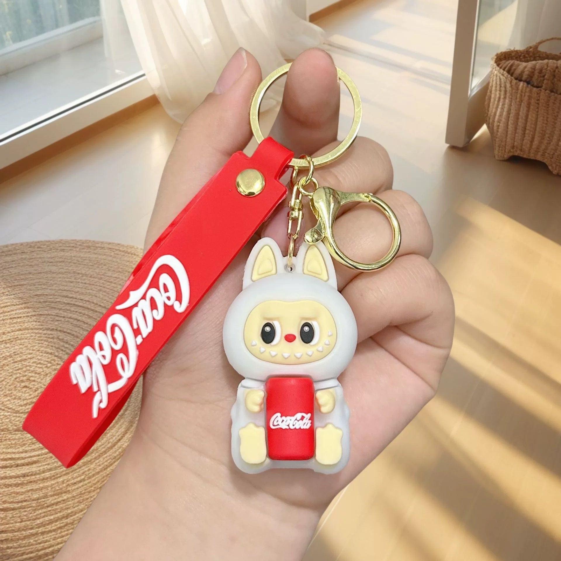 Labubu Keychain – Coca-Cola Silicone Strap & Resin Character Charm