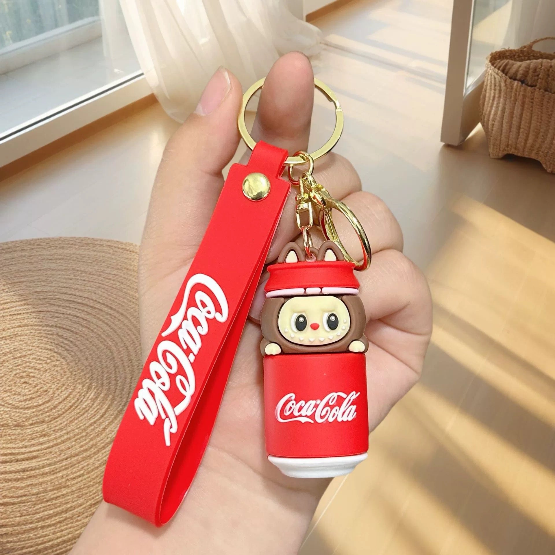 Labubu Keychain – Coca-Cola Silicone Strap & Resin Character Charm