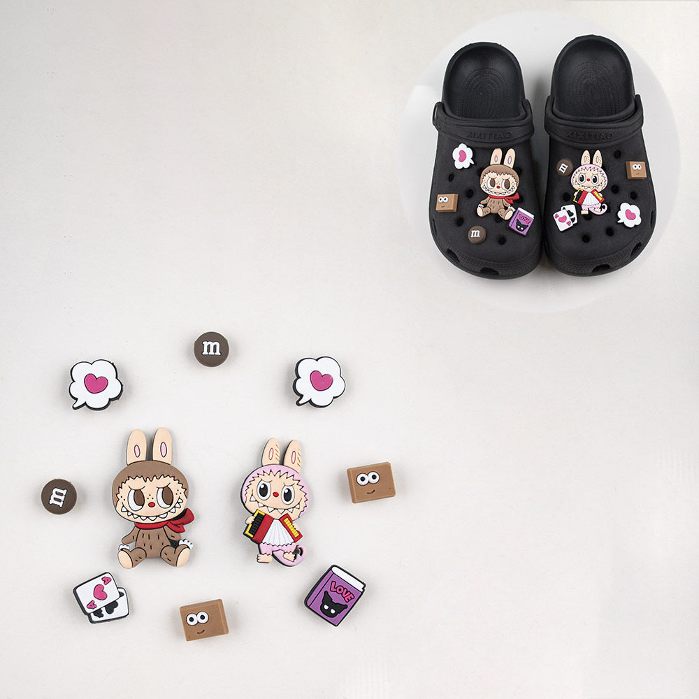 Labubu Clog Charms Set – 10 Resin & PVC Mixed Design Jibbitz