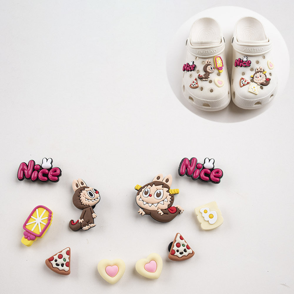 Labubu Clog Charms Set – 10 Resin & PVC Mixed Design Jibbitz