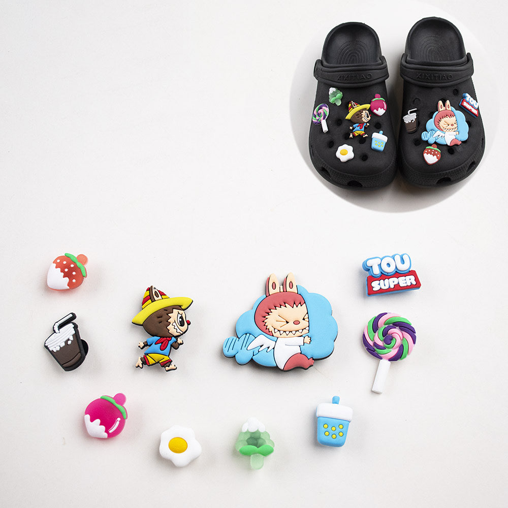 Labubu Clog Charms Set – 10 Resin & PVC Mixed Design Jibbitz