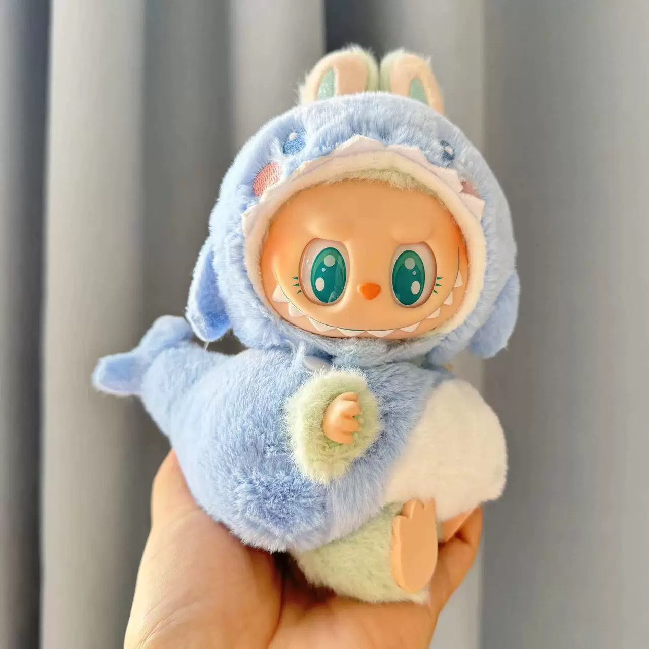 Labubu Clothing – Plush Blue Whale Cozy Onesie