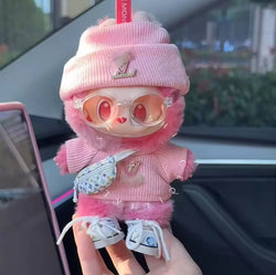 Labubu Clothing – Pink Corduroy Beanie, Fanny Pack & Sneaker Set