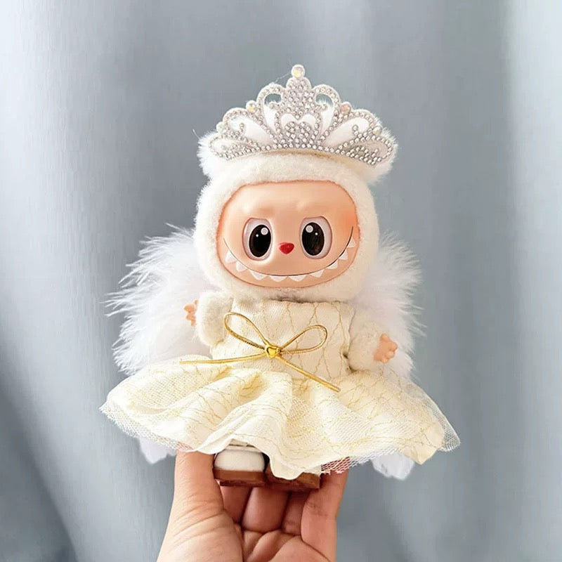 Labubu Clothing – Angelic Princess Dress Set with Wings & Tiara